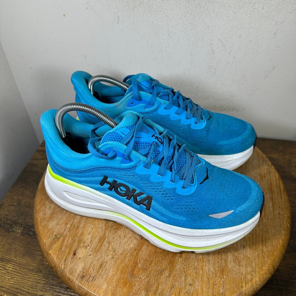 Hoka Bondi 8 Mens 8.5 2E Running Shoes Blue Lime Green 1123202 SLHK